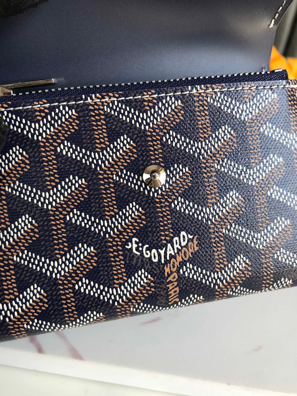 Goyard Saint-Gabriel Wallet 12 Cm Navy Blue Calfskin And Goyardine Canvas view 3