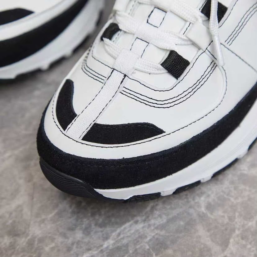 Chanel Lace Up Sneakers White Black view 6