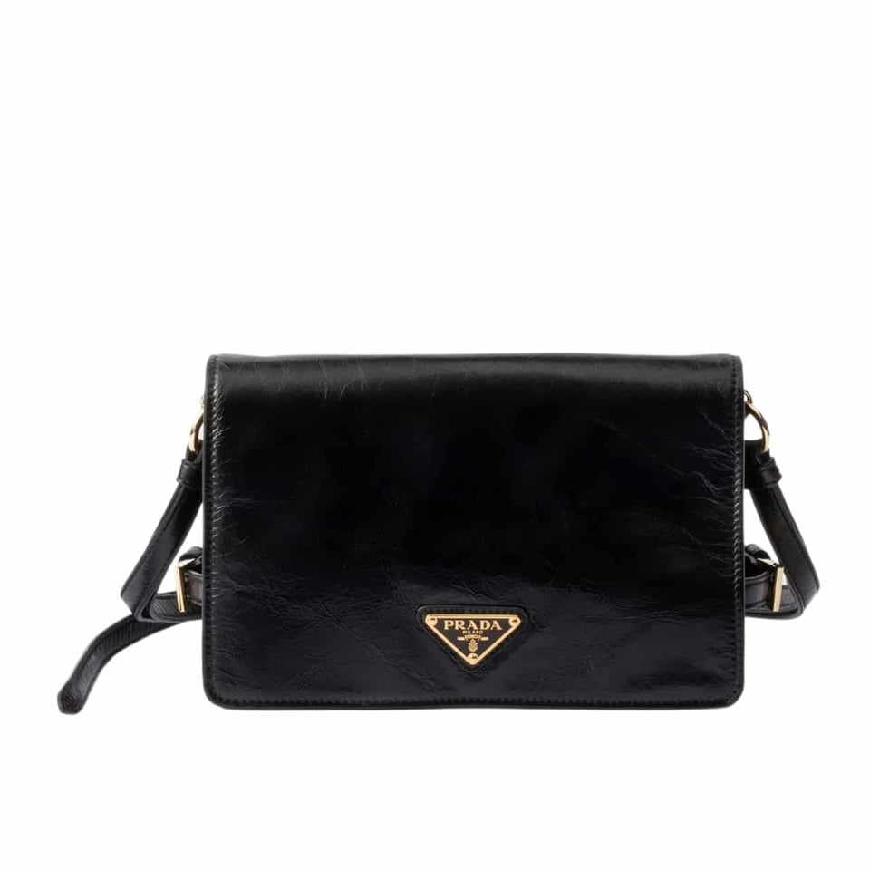 Prada Leather Shoulder Bag Black 23Cm view 2