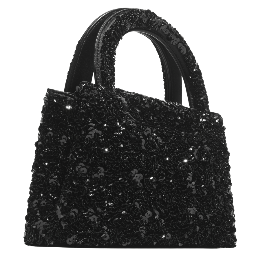 Chanel Mini Sequin Handbag Black 19cm/7.5in view 5