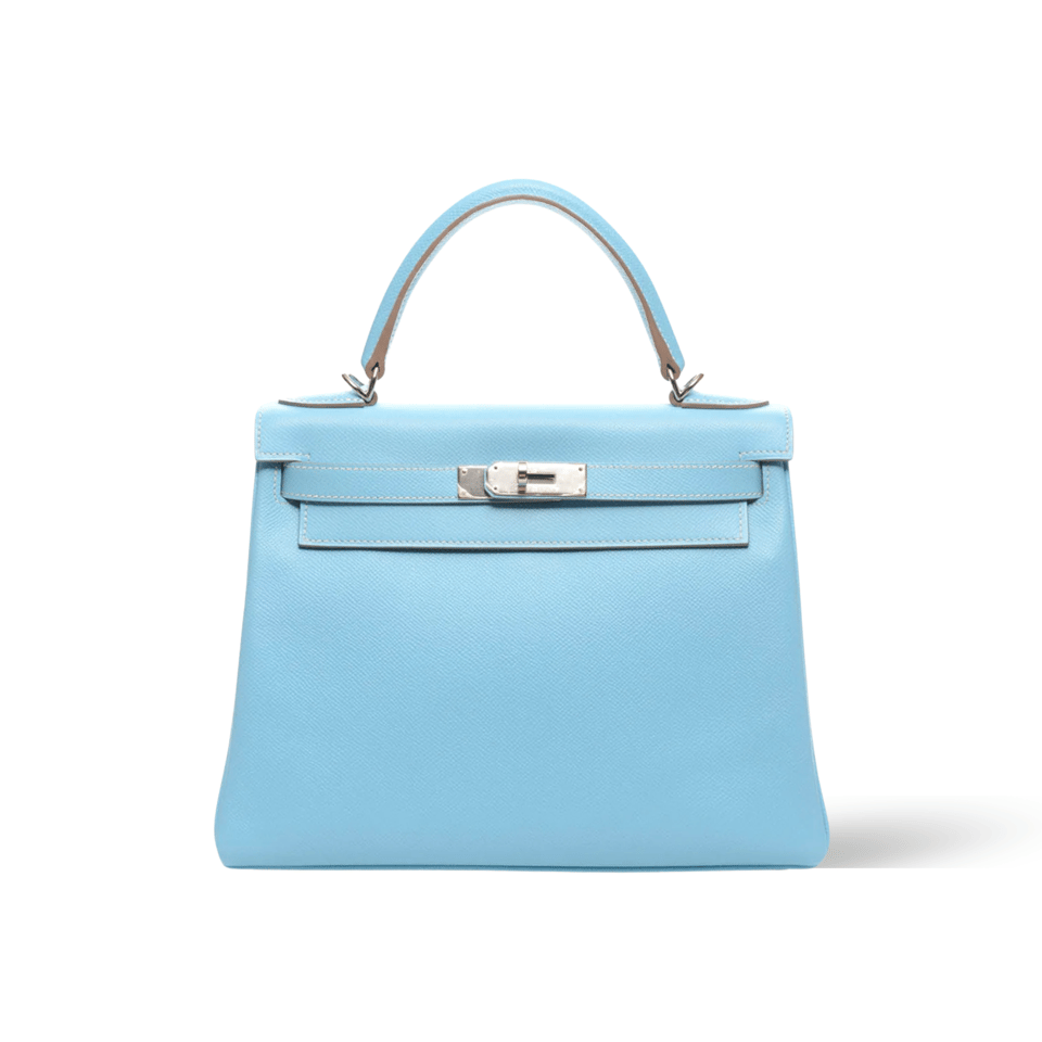 Hermes Kelly 28 Bag In Sky Blue Leather For Women 28cm/11in