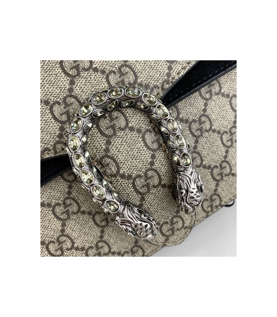 Gucci Dionysus Small Shoulder Bag in GG Supreme with Crystals Black 25cm view 13