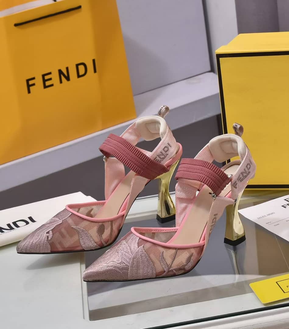 Fendi Colibri Embroidered Slingback Pumps Pink view 5