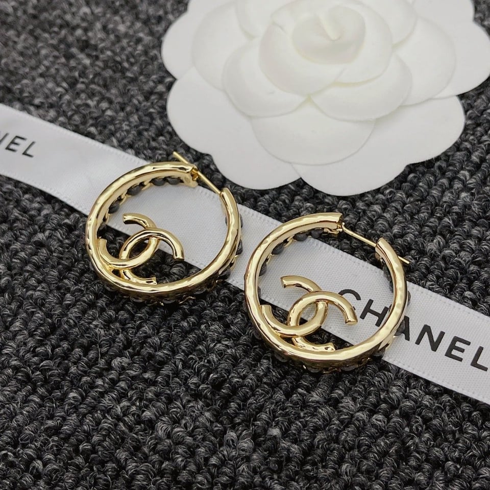 Chanel Gold Toned Metal With Cc Logo Earrings view 3