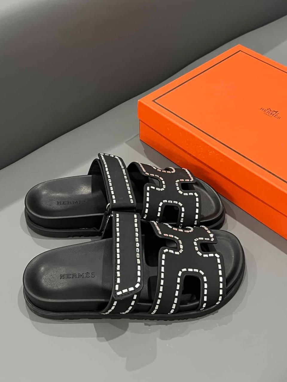 Hermes Chypre Sandal Suede Crystal Black view 4