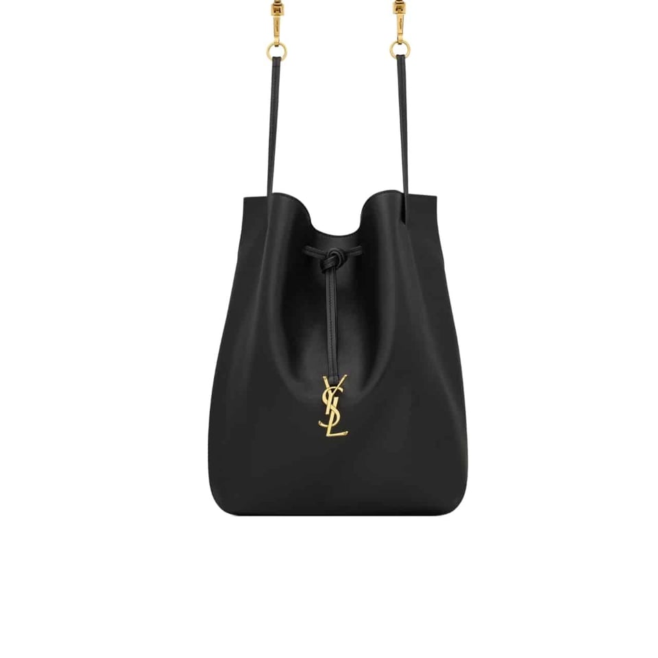 Saint Laurent Paris Vii Pochon Suede Leather Black 24Cm view 2