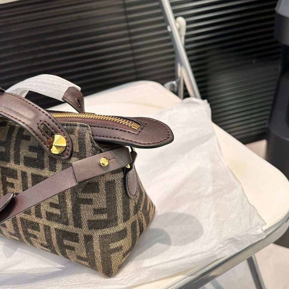 Fendi By The Way Soft Medium Brown Ff Jacquard Fabric Bag 27Cm view 5