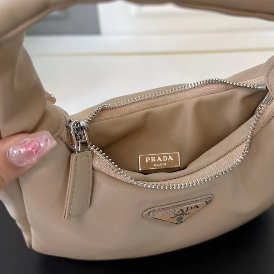 Prada Soft Padded Nappa Leather Bag Beige 21Cm view 9