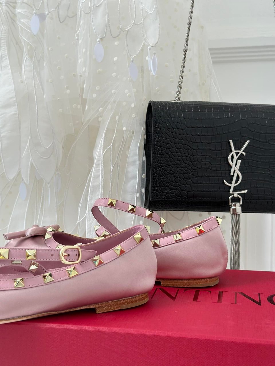 Valentino Garavani Rockstud Satin Ballerina Water Lilac 3W2S0Hb6Swh 6E0 view 6