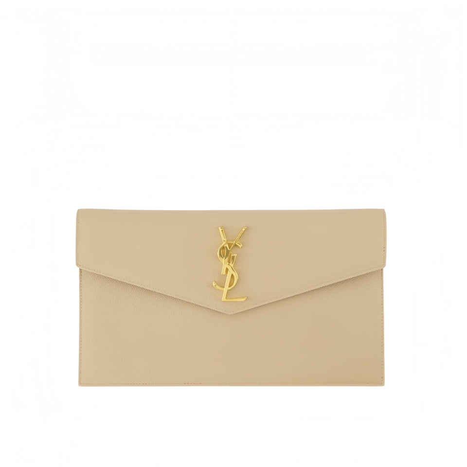 Saint Laurent Uptown Pouch In Grain De Poudre Embossed Leather Blanc Vintage view 2
