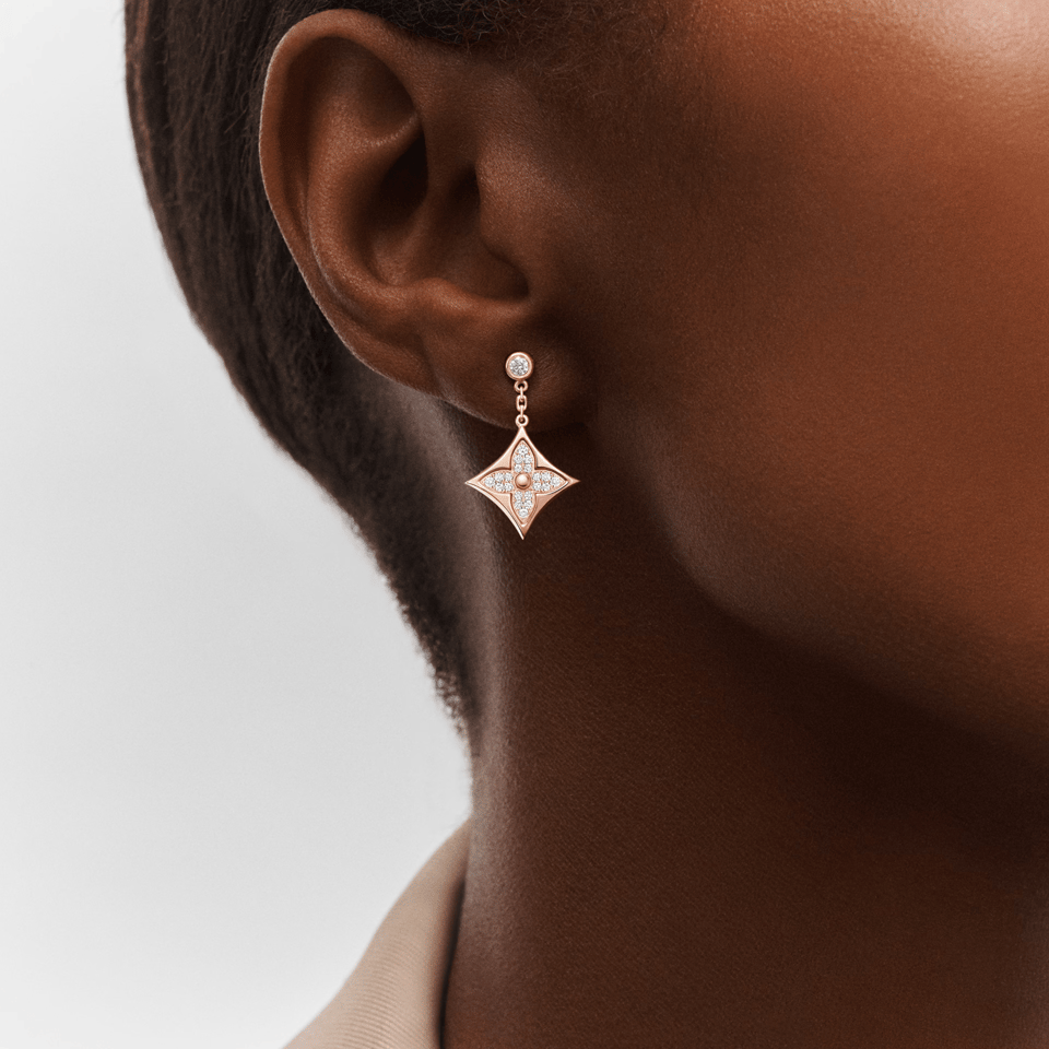 Louis Vuitton Color Blossom Star Earrings Pink Gold Q96809 view 5