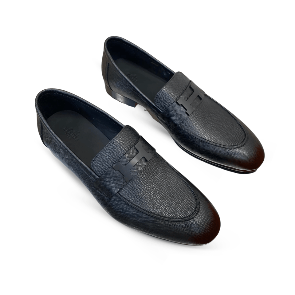 Hermès H-Buckle Polished Black Leather Loafers for Men view 2