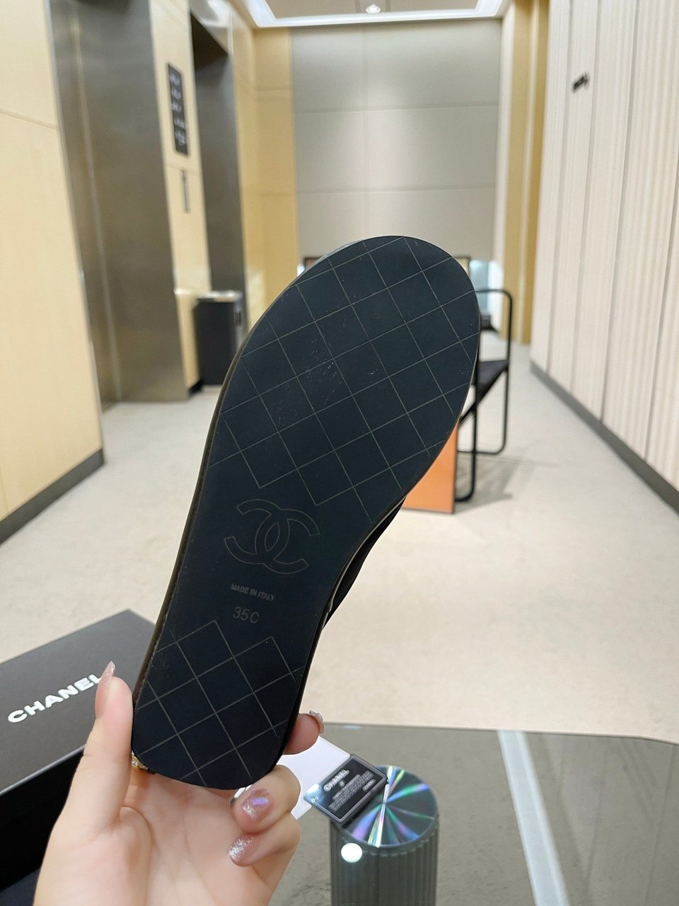 Chanel Cc Logo Criss Cross Slides Black view 10
