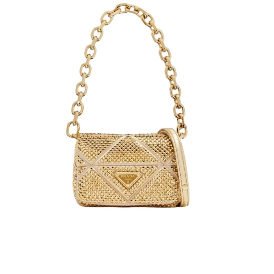 Prada Satin Crystal Mini Bag Gold 20Cm view 2