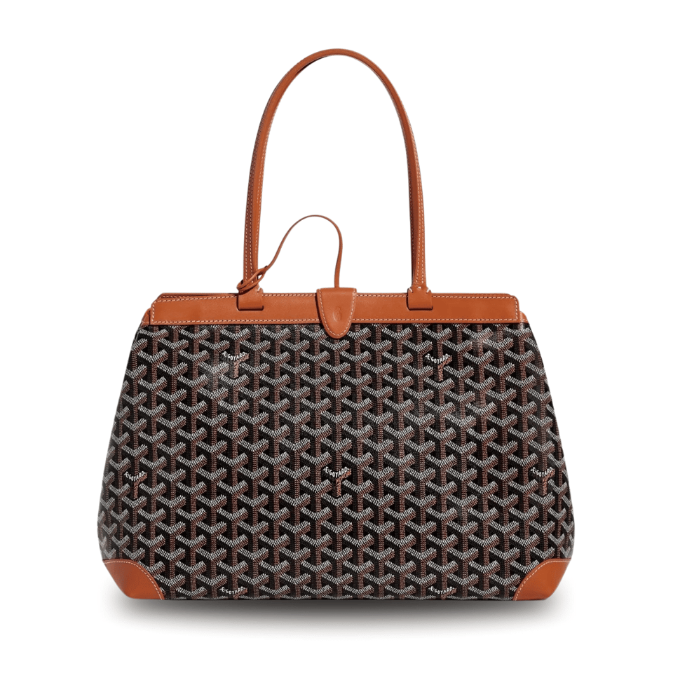 Goyard Bellechasse Biaude Pm Bag 36 Cm Black Goyardine Canvas And Tan Calfskin Trim view 2
