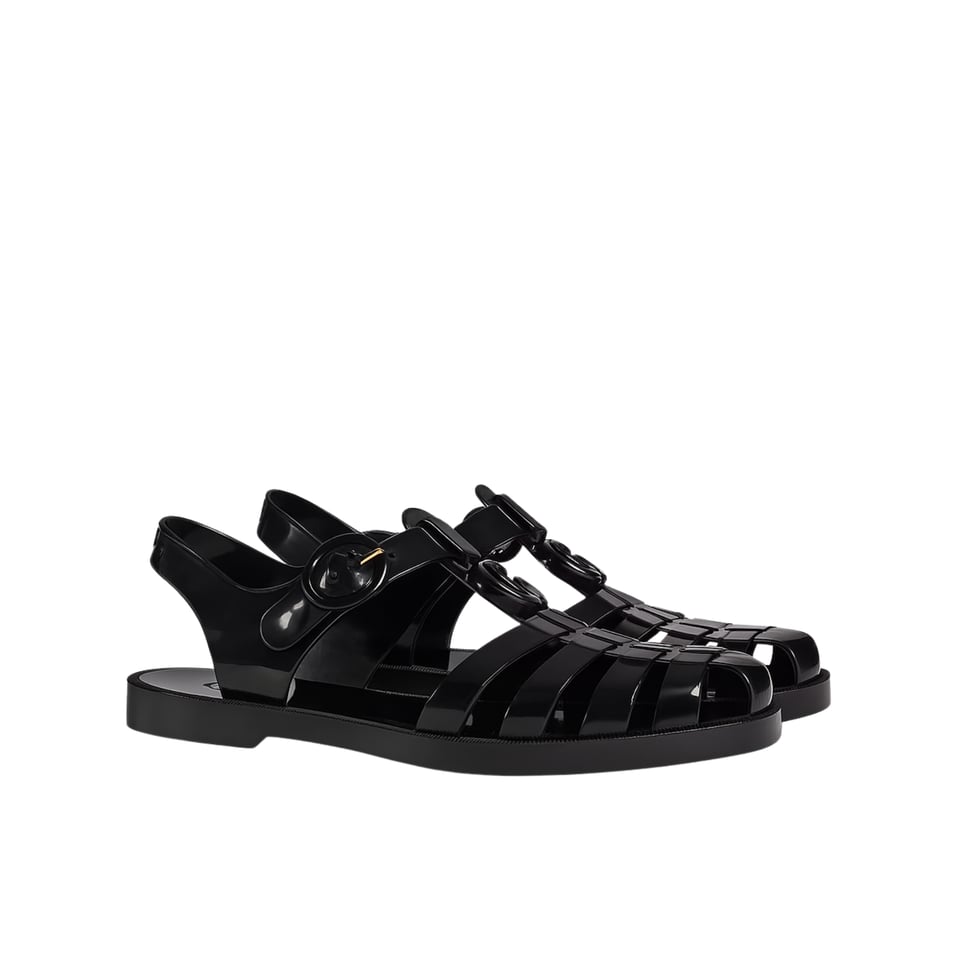 Gucci Sandal With Double G Black 674132 Fm00 1000