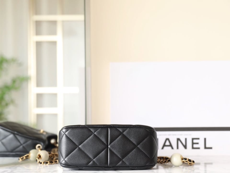 Chanel 24S Hobo Bag 19Cm Black Lambskin Pearl Ball view 10