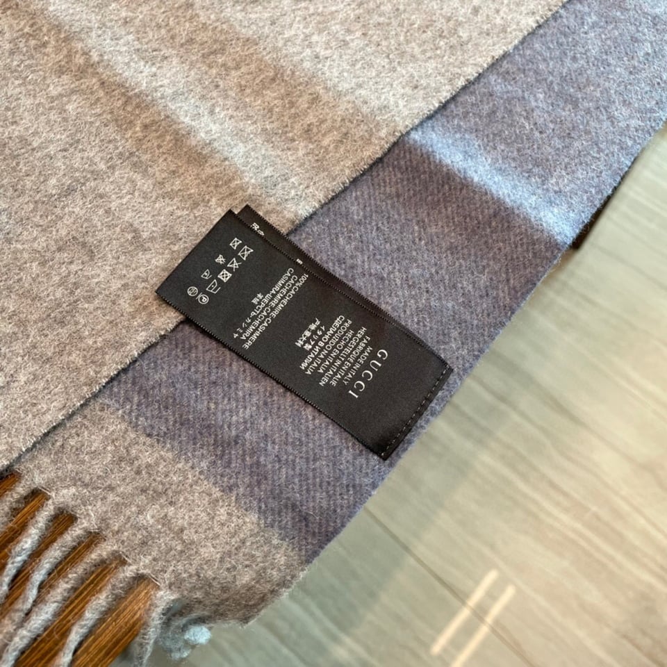 Gucci Cashmere Scarf Colorblock Gray Blue For Women 190cm view 10