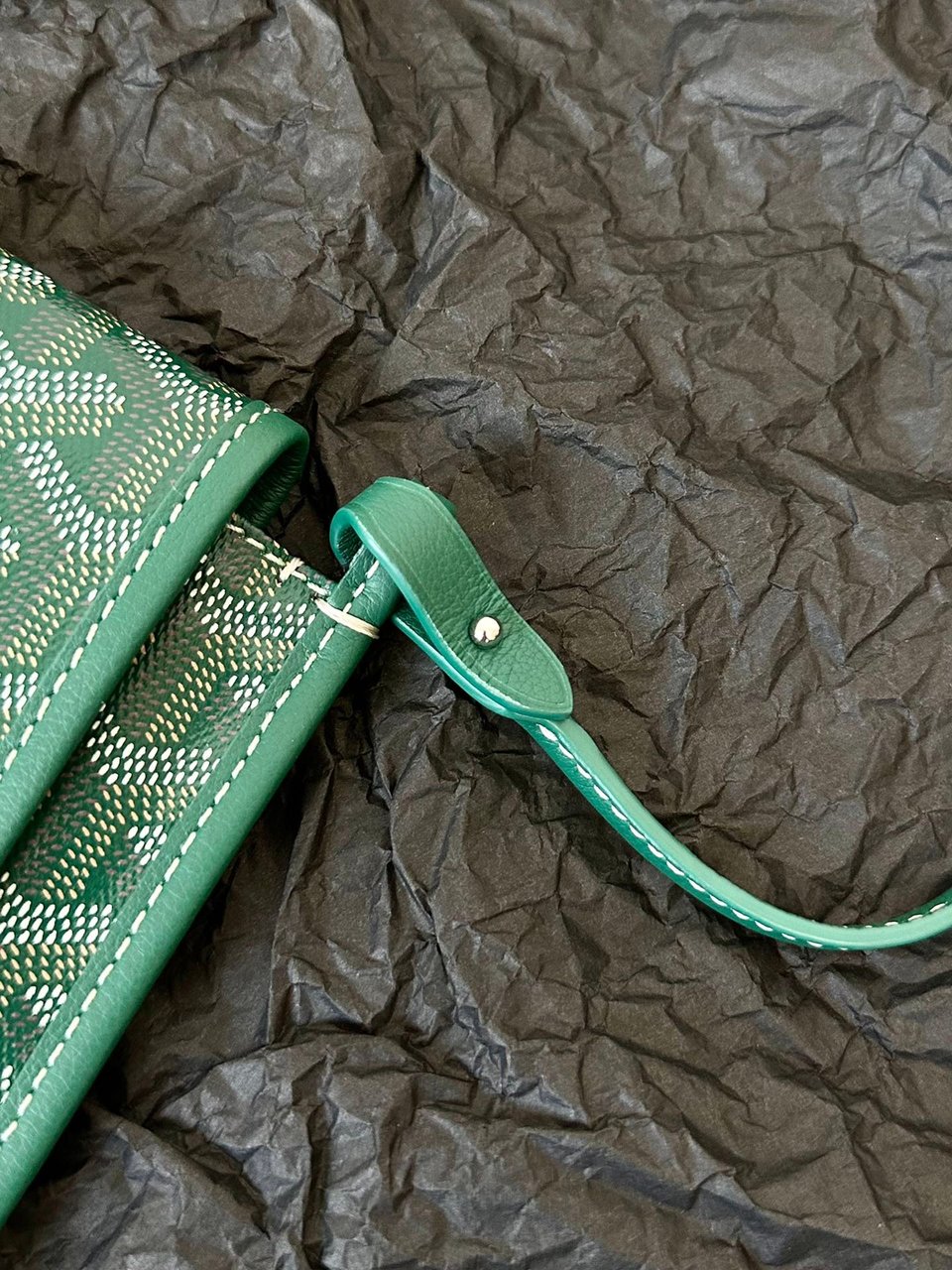 Goyard Plumet Pocket Wallet 20 Cm Green Goyardine Canvas And Lambskin Trim view 7