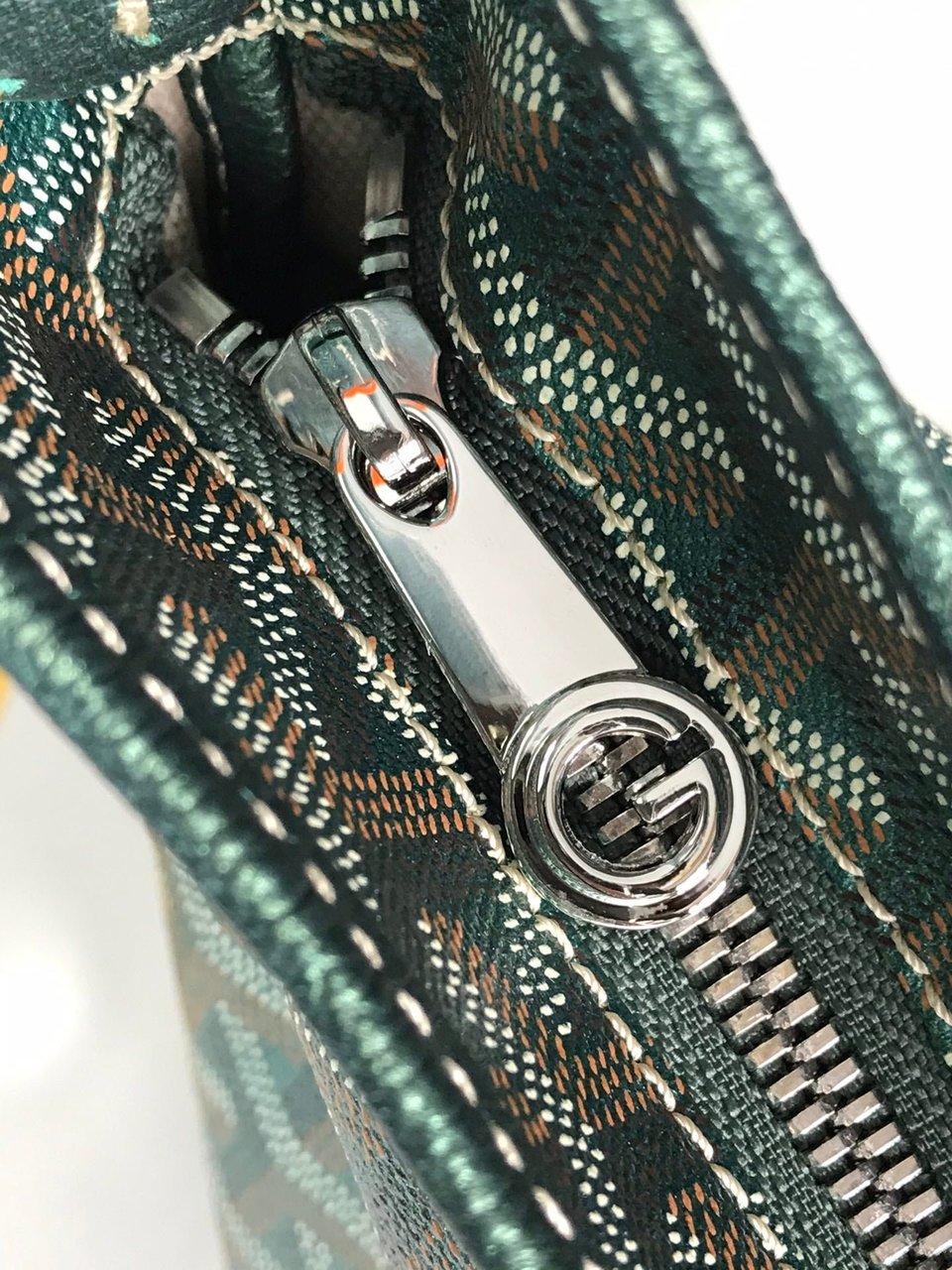 Goyard Bohème Hobo Bag 42Cm Green Canvas Chevroches Calfskin view 6