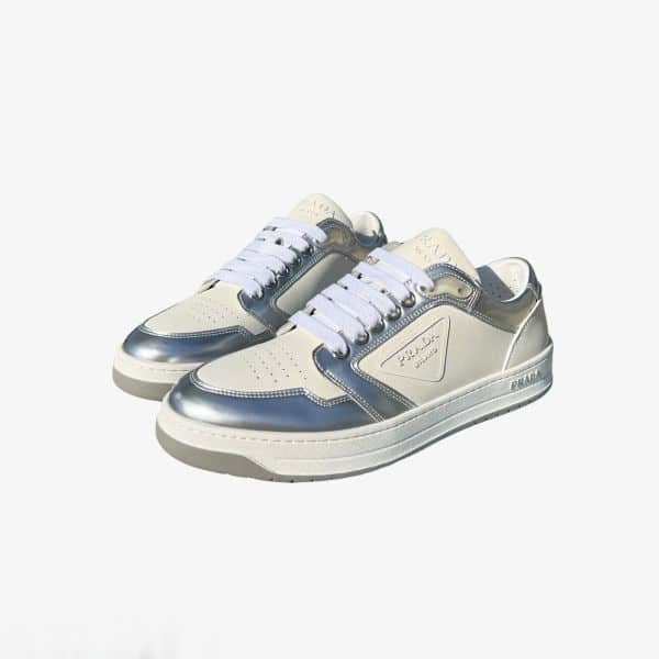 Prada District Perforated Leather Sneakers Sliver view 2