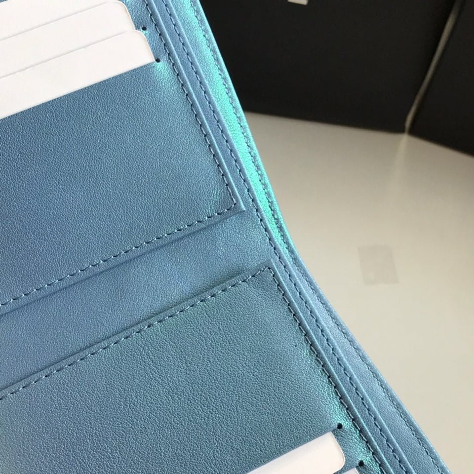 Chanel Flap Card Holder 11.5 Sky Grained Calfskin Gold Icon view 9