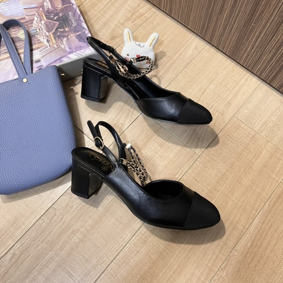 Chanel Slingbacks Goatskin &amp;Amp; Grosgrain Black view 5