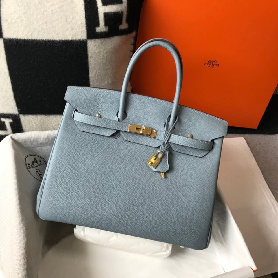 Hermes Birkin 35Cm Sky Blue Togo Leather Gold Hardware view 2