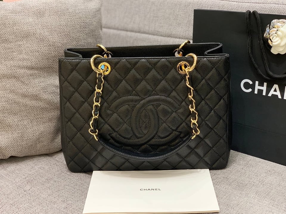 Chanel Grand Shopping Tote Bag 34Cm Black Caviar Gold Hardware view 4