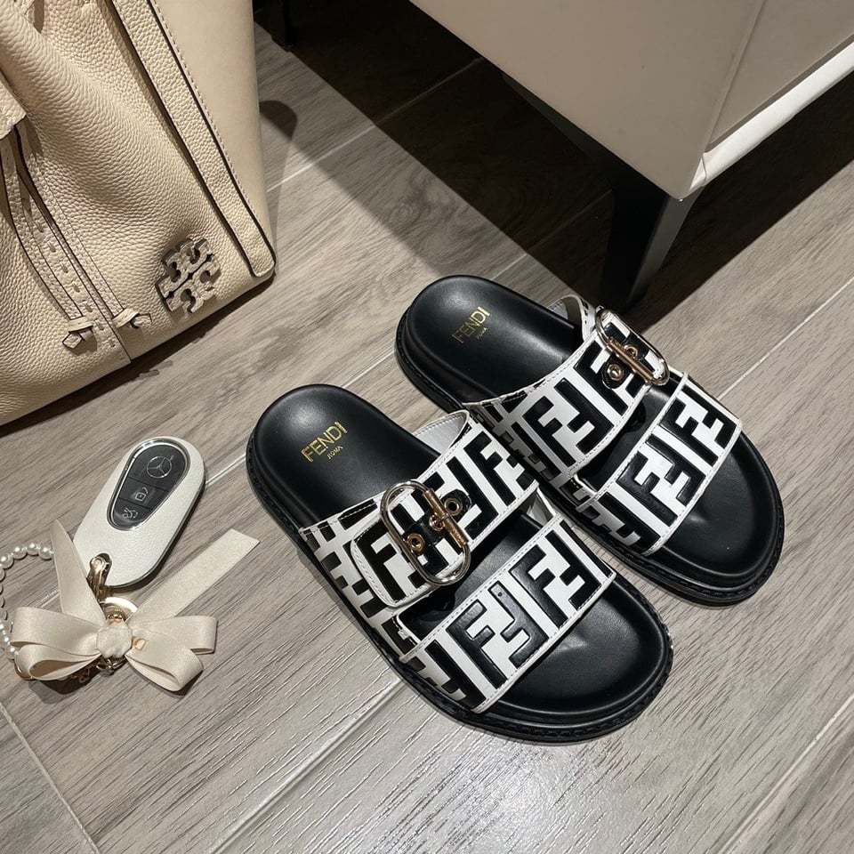 Fendi Ff Double Band Slide Black view 9