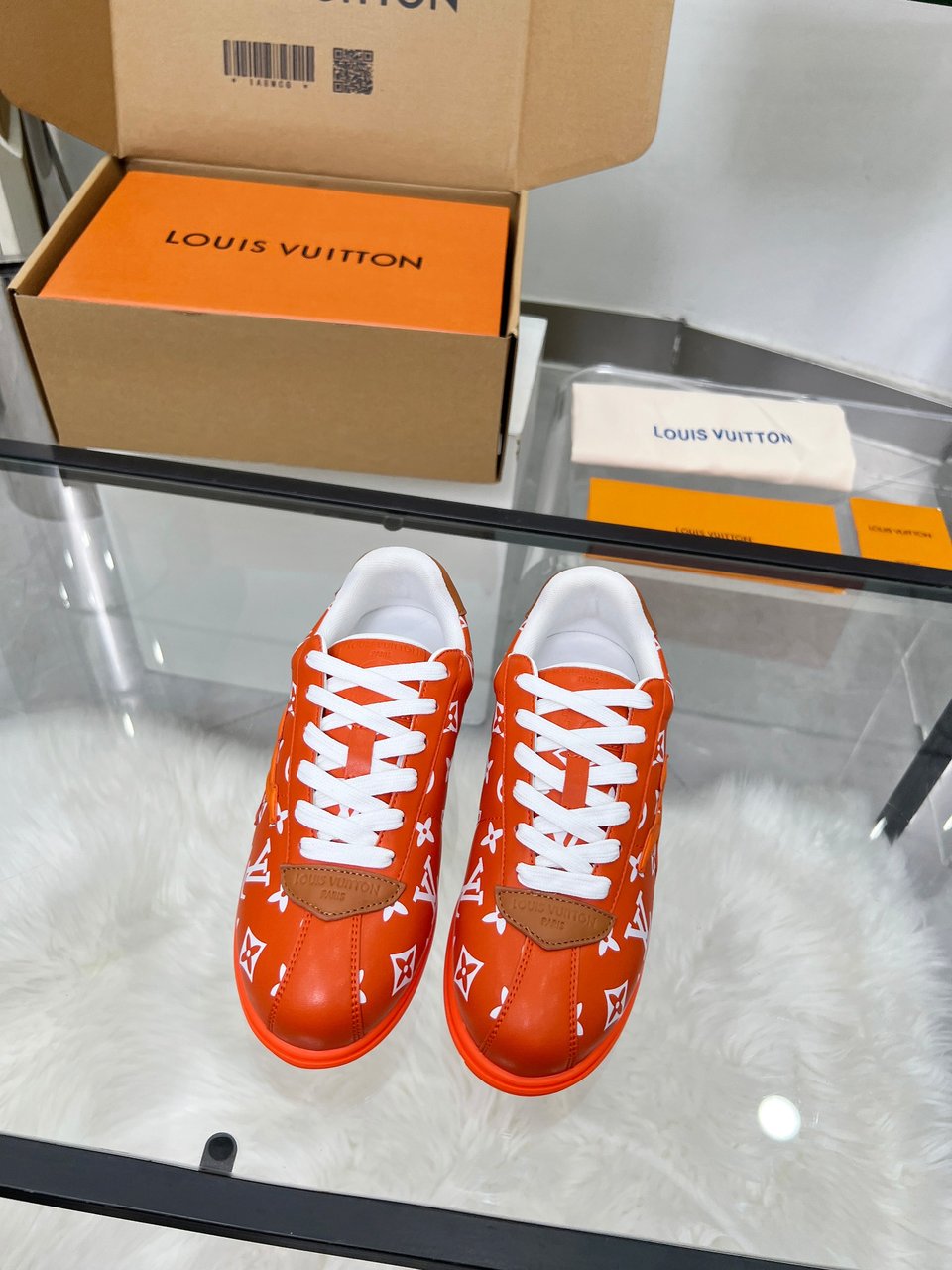 Louis Vuitton LV Trainer Sneaker Orange Monogram – Leather – Women’s Shoes view 11