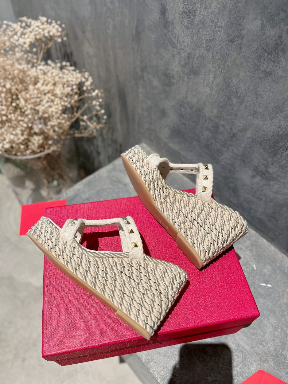 Valentino Rockstud Laminated Nappa Wedge Sandal Natural 4W2S0Gi5Dym Ybs view 7