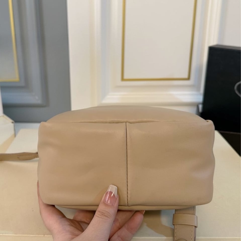 Prada Padded Soft Leather Bag Desert Beige 19Cm view 6
