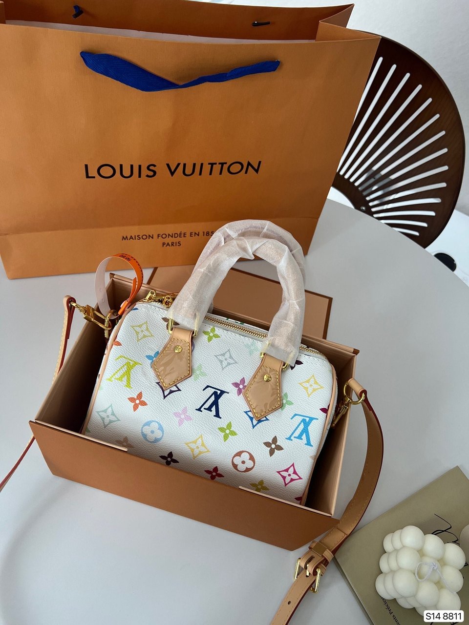 Louis Vuitton X Takashi Murakami Monogram Blanc White Multicolor Mini Speedy 20Cm view 10