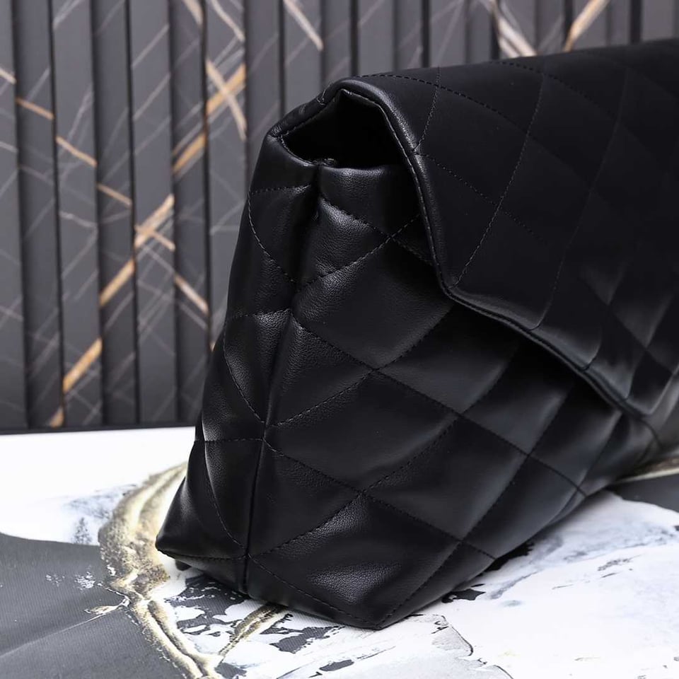 Saint Laurent Sade Puffy Leather Envelope Clutch Bag Black view 8