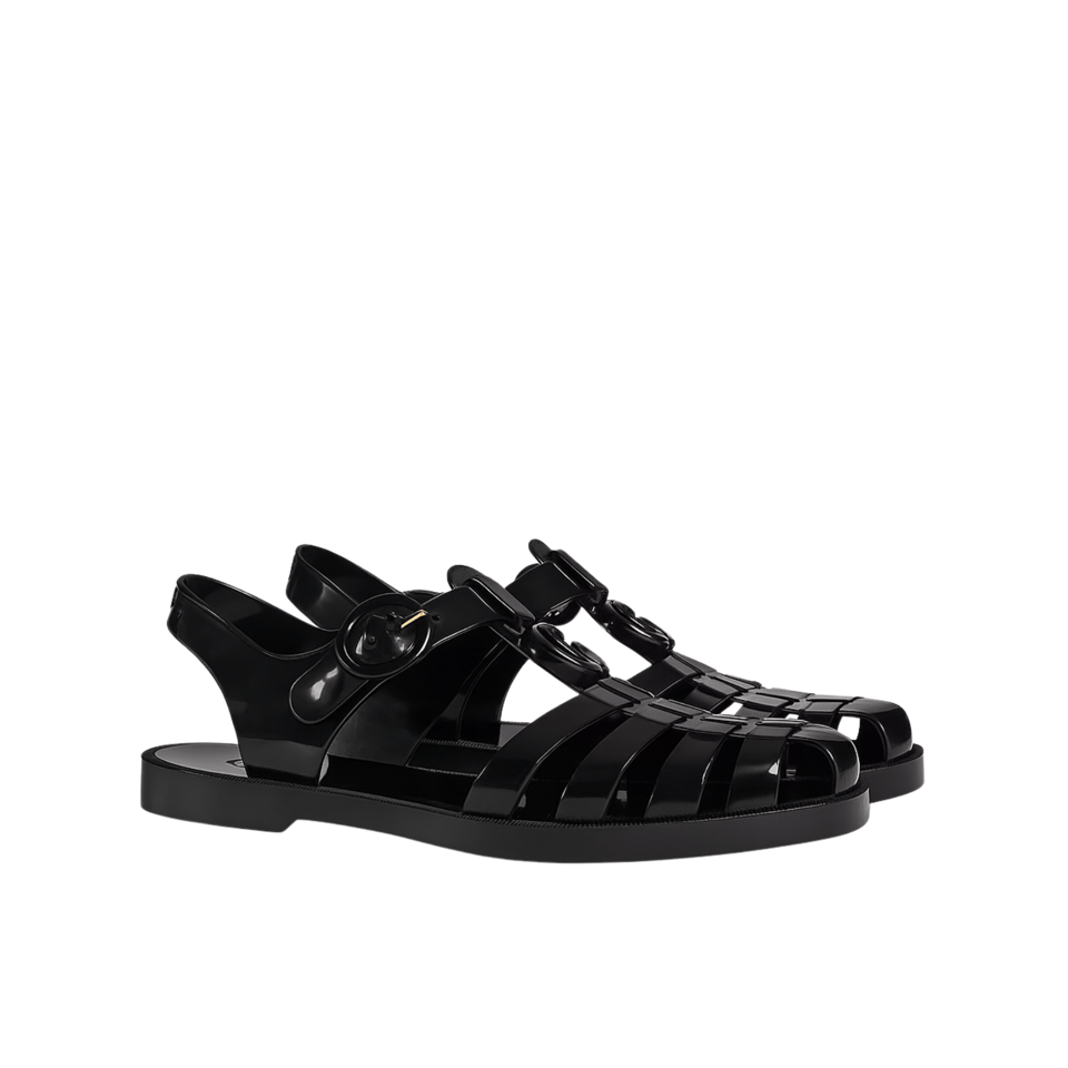 Gucci Sandal With Double G Black 674132 Fm00 1000 view 2