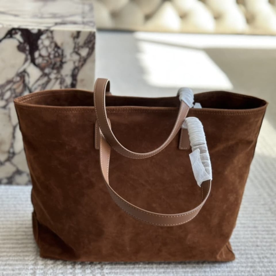 Prada Suede Double Tote Bag Cocoa Brown 35Cm view 6