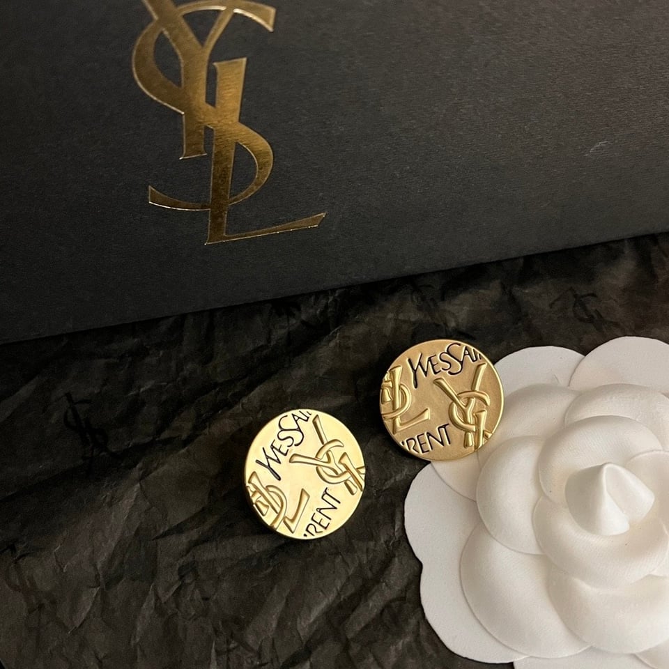 Saint Laurent Ysl Round Earrings Gold view 4