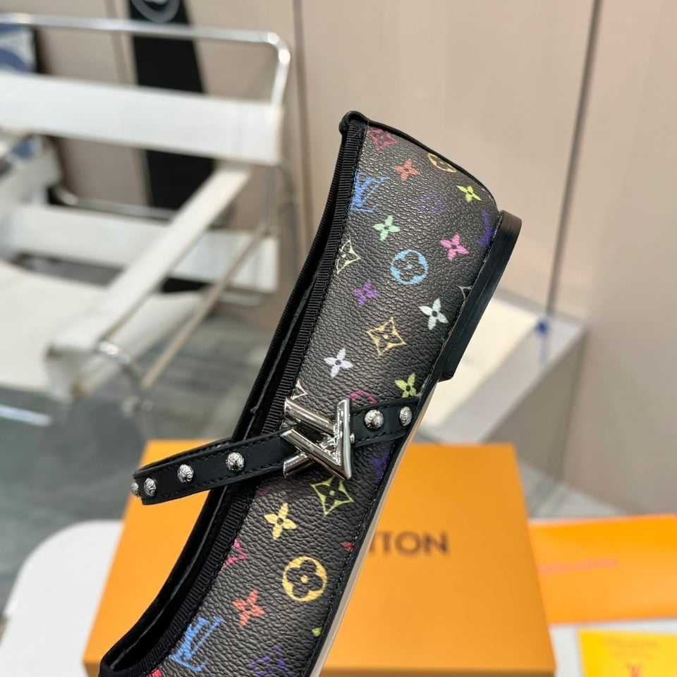 Louis Vuitton X Takashi Murakami Romy Flat Ballerina Black 1Agvc3 view 6