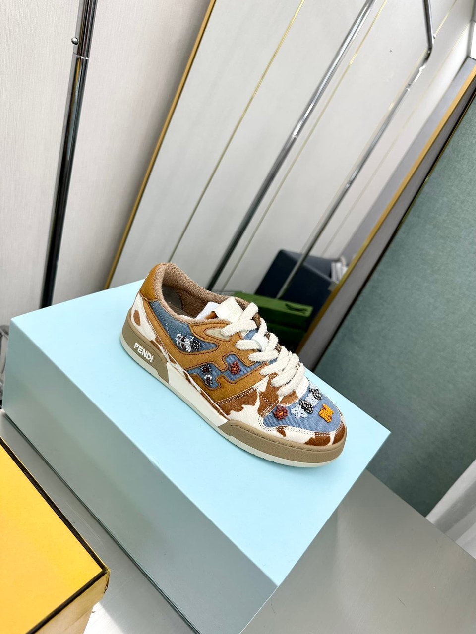 Fendi Match Suede Low Tops Brown And Blue view 11