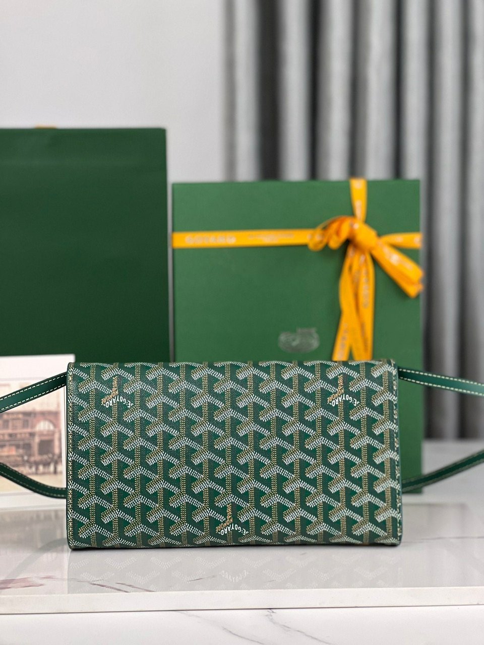 Goyard Monte-Carlo Pm Clutch 25cm Green Goyardine Canvas view 6