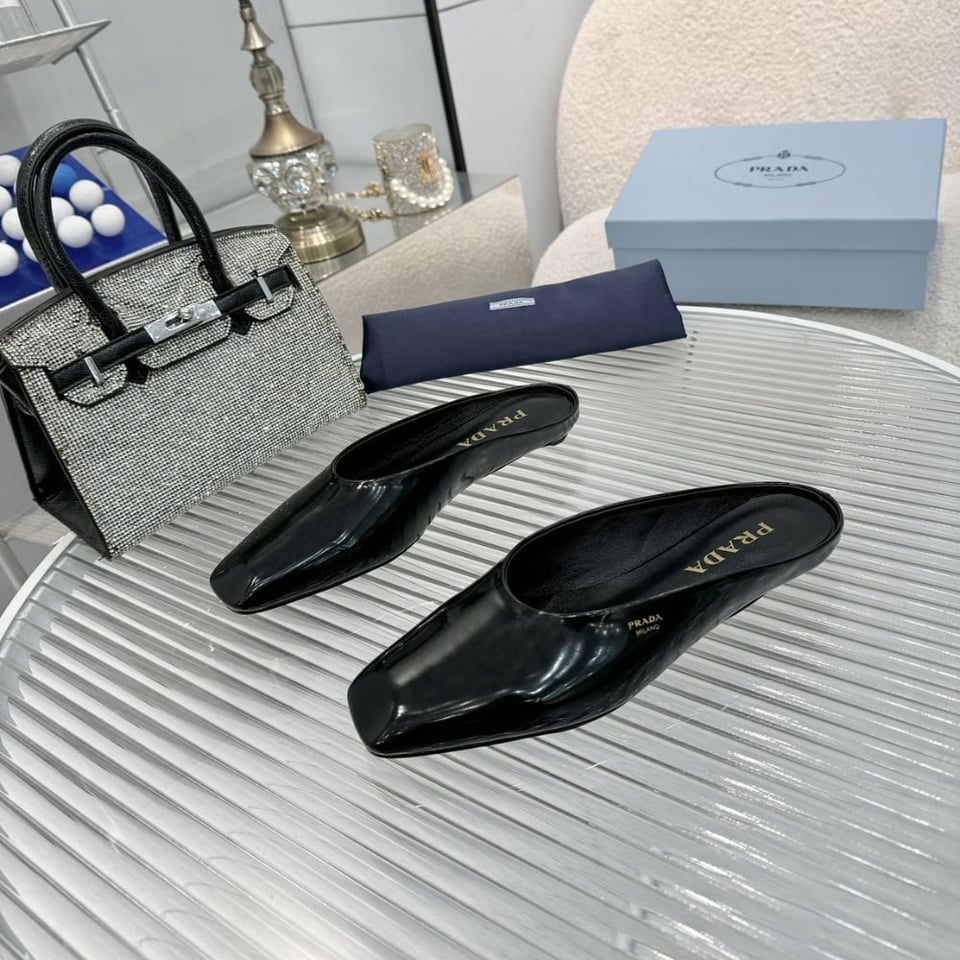 Prada Brushed Leather Mules Black 1S825N 055 F0002 F 015 view 5