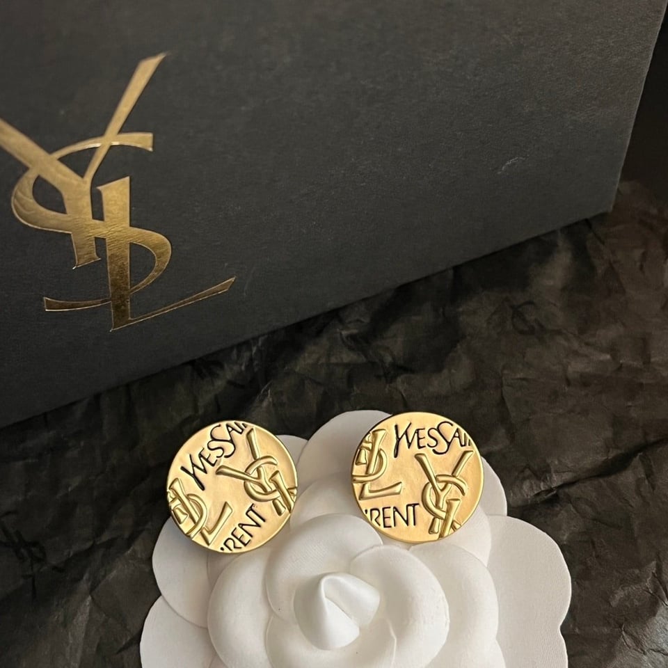 Saint Laurent Ysl Round Earrings Gold view 6