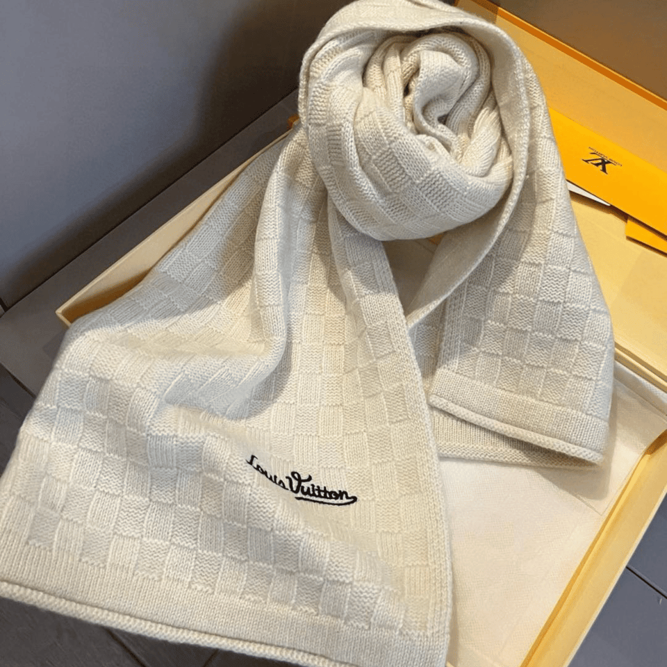 Louis Vuitton Damier Check Scarf Cream For Women 180cm view 3