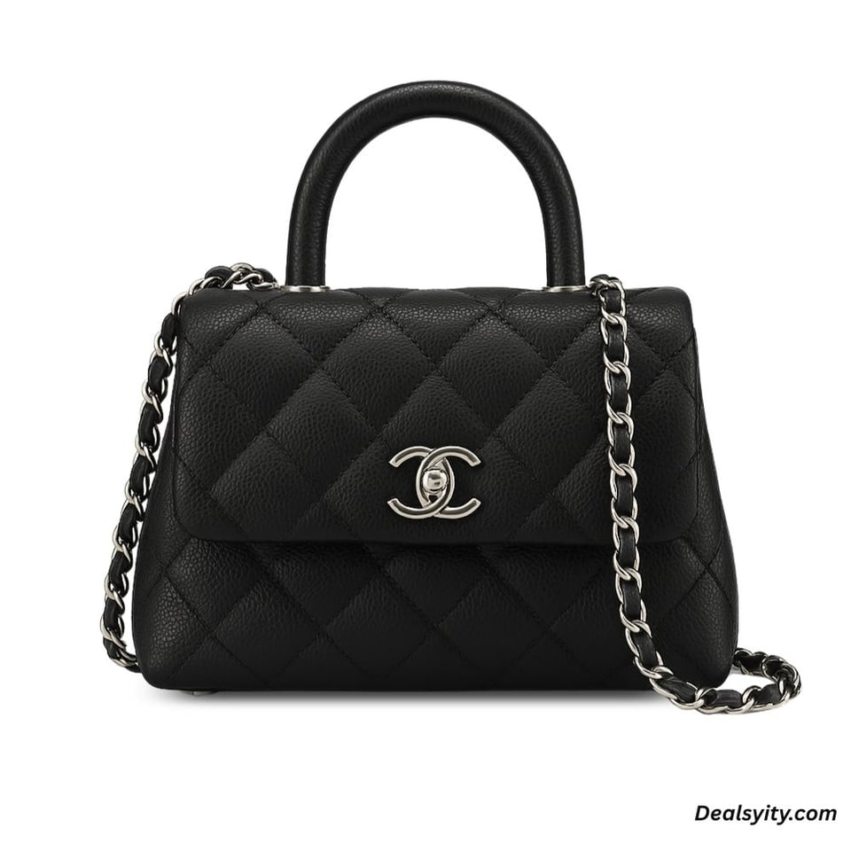 Chanel Coco Classic Flap 24cm/9.4in Caviar Leather Silver Hardware – Black