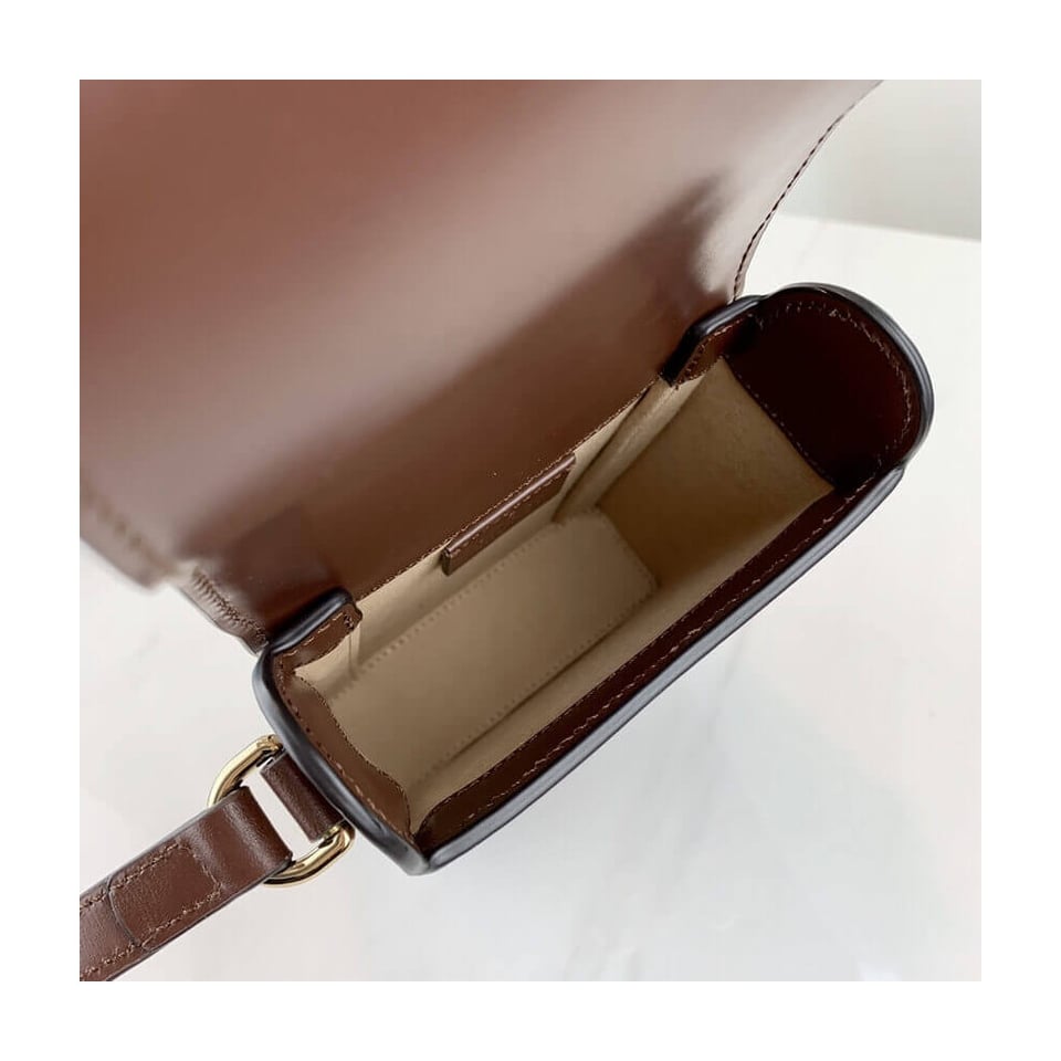 Gucci Horsebit 1955 Mini Bag in Brown Leather view 11