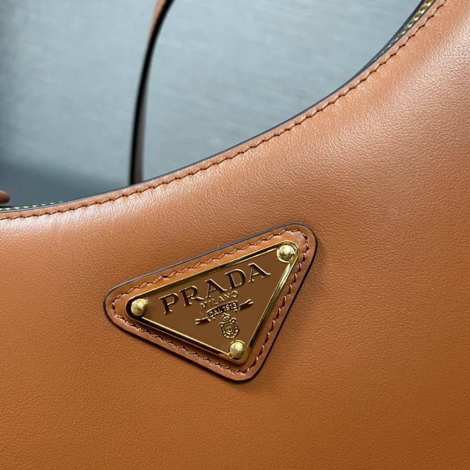 Prada Arqué Leather Shoulder Bag Cognac 22.5cm view 6