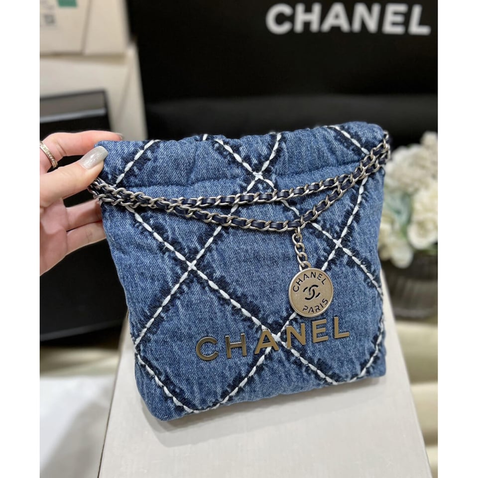 Chanel 22 Mini Handbag in Stitched Denim view 6