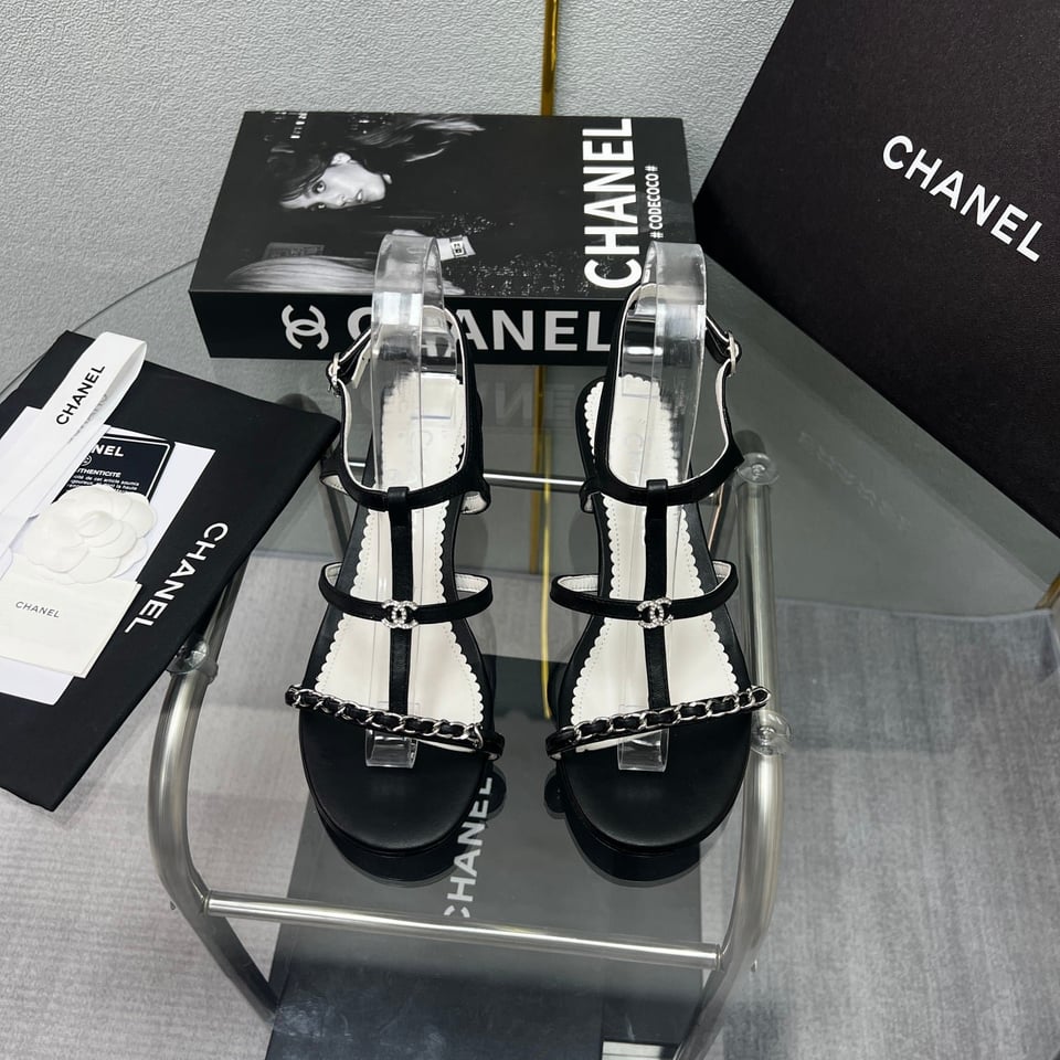Chanel Sandals Metal Black G39645 X01000 94305 view 3