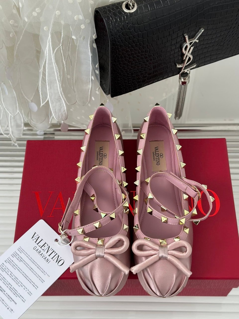 Valentino Garavani Rockstud Satin Ballerina Water Lilac 3W2S0Hb6Swh 6E0 view 8